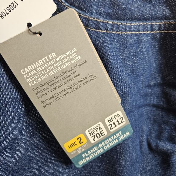 NEW Carhartt FR Flame Resistant Jeans Mens 40x30 Blue Denim Work FRB 100DNM - Picture 4 of 7